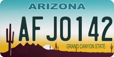 AZ license plate AFJ0142