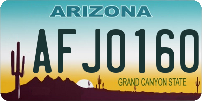 AZ license plate AFJ0160