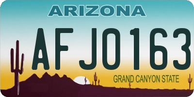 AZ license plate AFJ0163