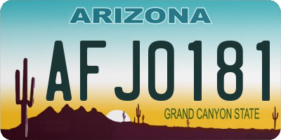 AZ license plate AFJ0181