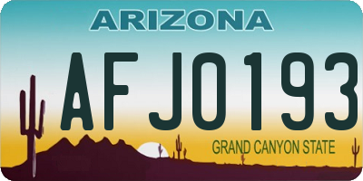 AZ license plate AFJ0193