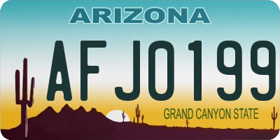 AZ license plate AFJ0199