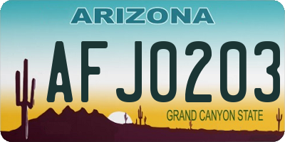 AZ license plate AFJ0203
