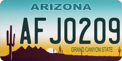 AZ license plate AFJ0209