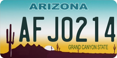 AZ license plate AFJ0214