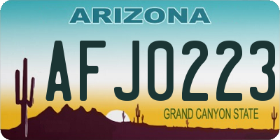 AZ license plate AFJ0223
