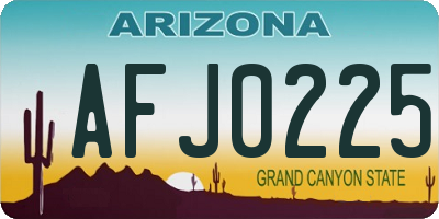 AZ license plate AFJ0225