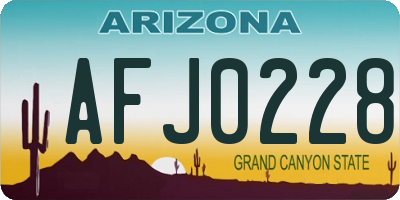 AZ license plate AFJ0228
