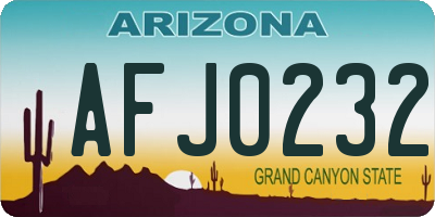 AZ license plate AFJ0232
