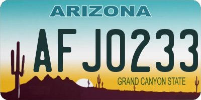 AZ license plate AFJ0233