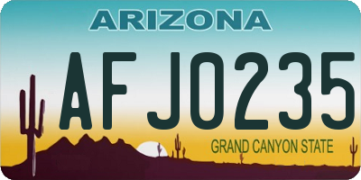 AZ license plate AFJ0235