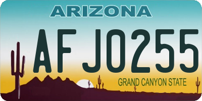 AZ license plate AFJ0255