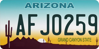 AZ license plate AFJ0259