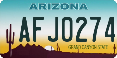 AZ license plate AFJ0274