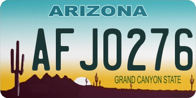 AZ license plate AFJ0276