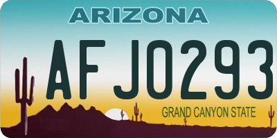 AZ license plate AFJ0293