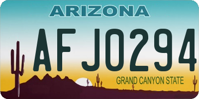 AZ license plate AFJ0294