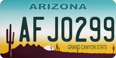 AZ license plate AFJ0299