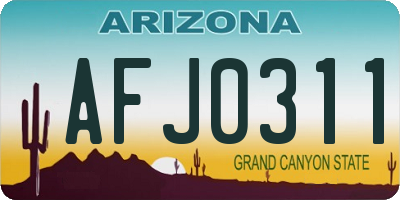 AZ license plate AFJ0311