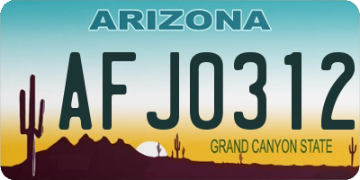 AZ license plate AFJ0312