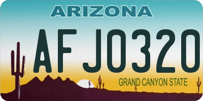 AZ license plate AFJ0320