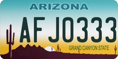 AZ license plate AFJ0333