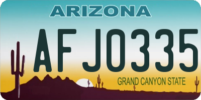 AZ license plate AFJ0335