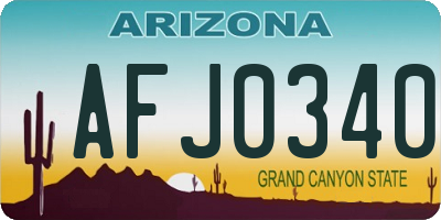 AZ license plate AFJ0340
