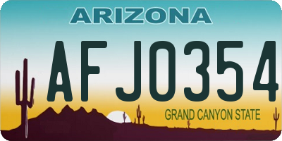 AZ license plate AFJ0354