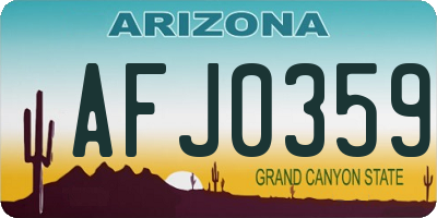 AZ license plate AFJ0359