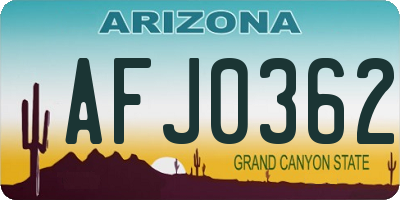 AZ license plate AFJ0362