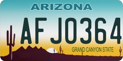 AZ license plate AFJ0364