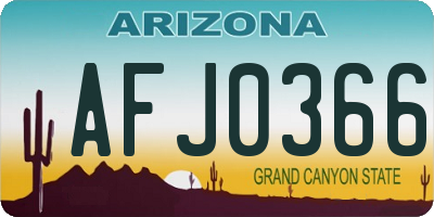 AZ license plate AFJ0366