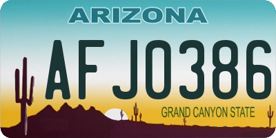 AZ license plate AFJ0386