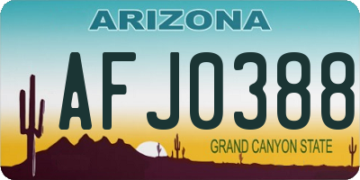 AZ license plate AFJ0388