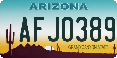 AZ license plate AFJ0389
