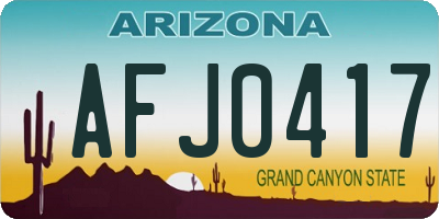 AZ license plate AFJ0417