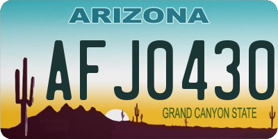 AZ license plate AFJ0430