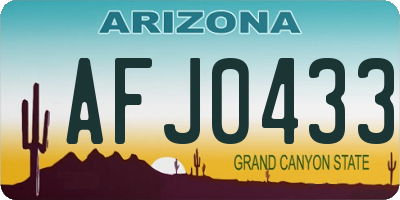 AZ license plate AFJ0433