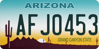AZ license plate AFJ0453