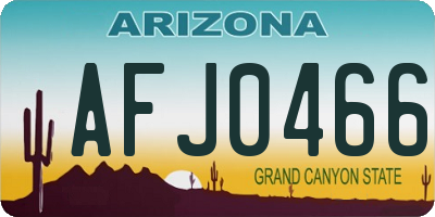 AZ license plate AFJ0466