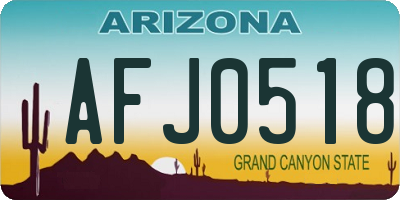 AZ license plate AFJ0518