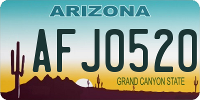 AZ license plate AFJ0520