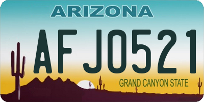 AZ license plate AFJ0521