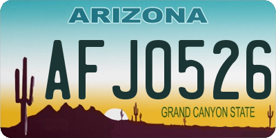 AZ license plate AFJ0526