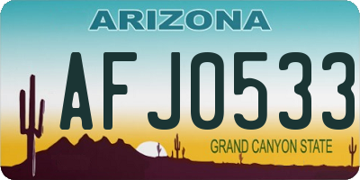 AZ license plate AFJ0533