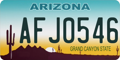 AZ license plate AFJ0546