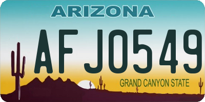 AZ license plate AFJ0549