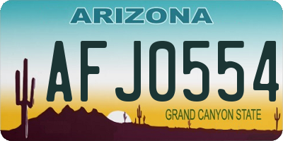 AZ license plate AFJ0554