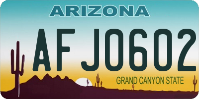 AZ license plate AFJ0602